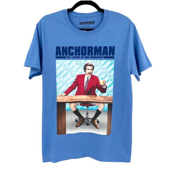 Anchorman The Legend of Ron Burgundy Mens Blue Tee T-Shirt Size Small - Picture 1 of 6